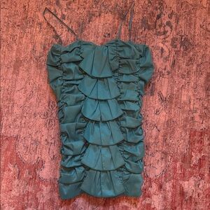 Teal Ruffled Sleeveless Dress